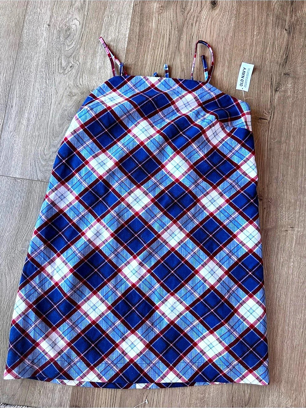 Old Navy Plaid Mini Dress Blue & Red Medium NWT